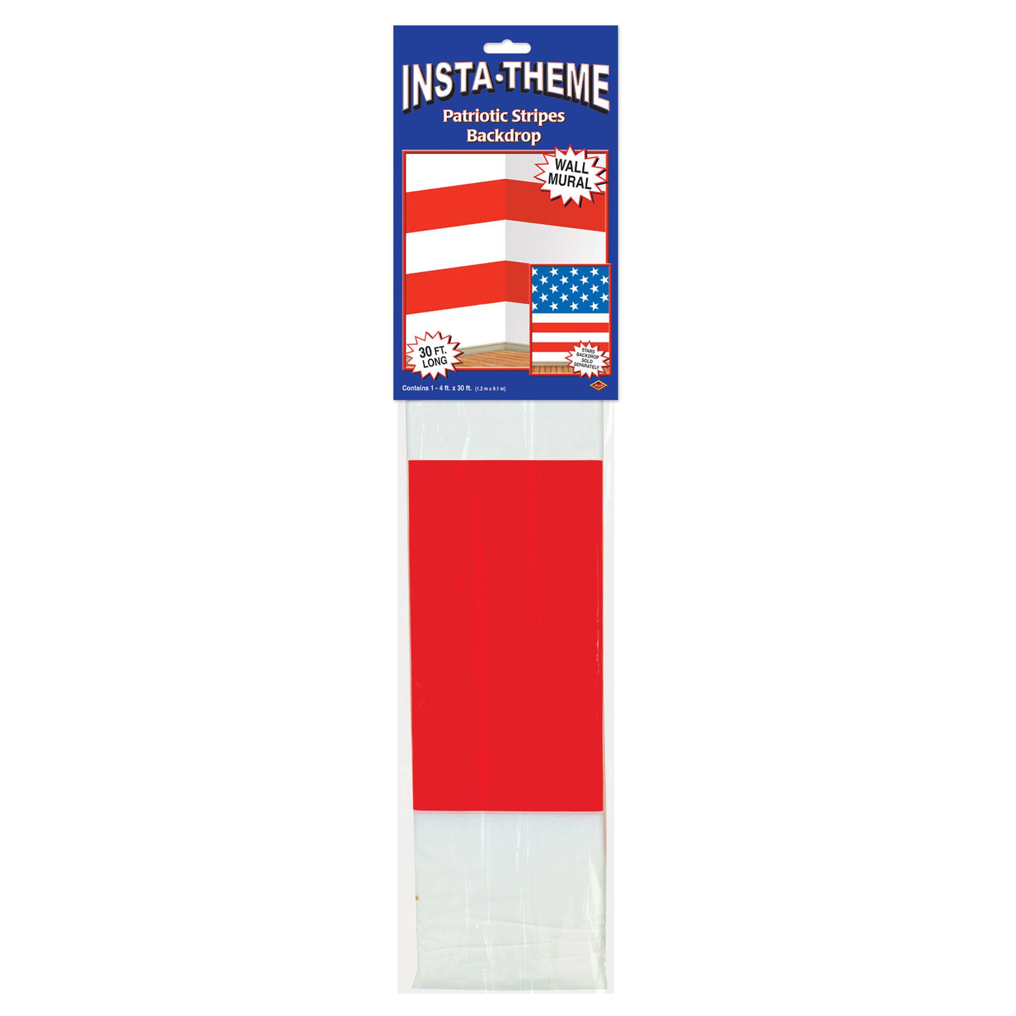 Beistle 4ft. x 30ft. Red & White Patriotic Stripes Backdrop